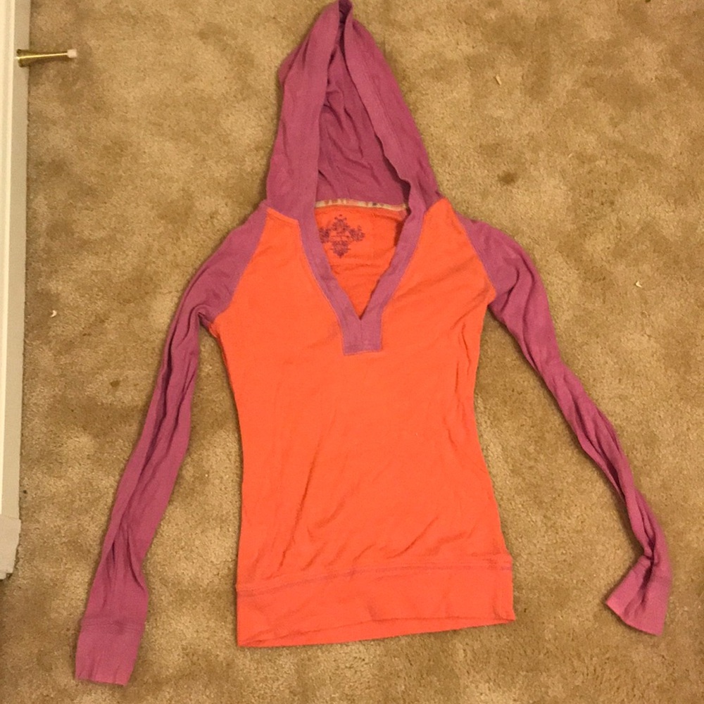 Purple and Orange hooded shirt